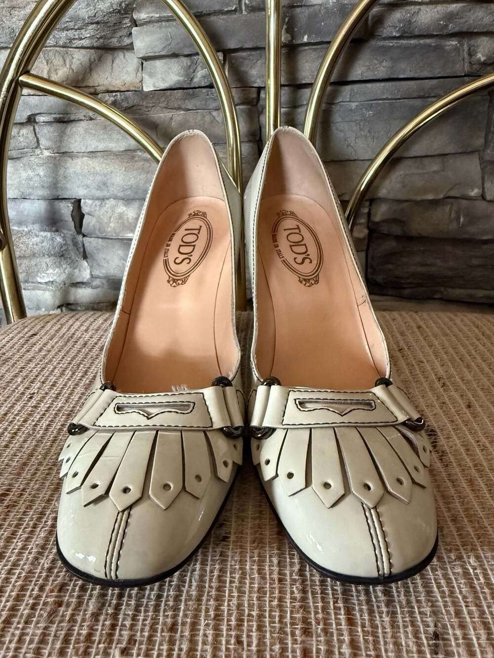 Tod's Gomma Kiltie Fringe Patent Leather Pumps